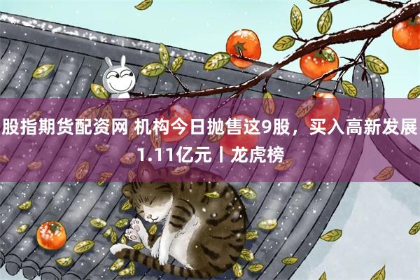 股指期货配资网 机构今日抛售这9股，买入高新发展1.11亿元丨龙虎榜