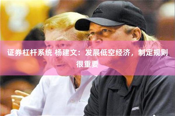 证券杠杆系统 杨建文：发展低空经济，制定规则很重要