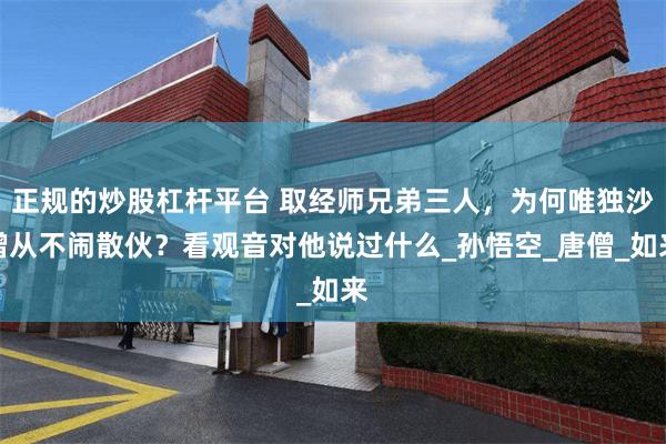 正规的炒股杠杆平台 取经师兄弟三人，为何唯独沙僧从不闹散伙？看观音对他说过什么_孙悟空_唐僧_如来