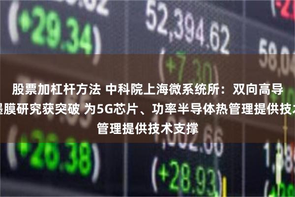 股票加杠杆方法 中科院上海微系统所：双向高导热石墨膜研究获突破 为5G芯片、功率半导体热管理提供技术支撑