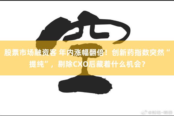 股票市场融资客 年内涨幅翻倍！创新药指数突然“提纯”，剔除CXO后藏着什么机会？