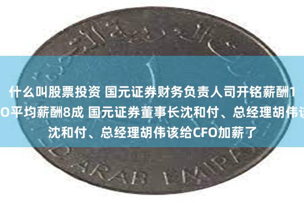 什么叫股票投资 国元证券财务负责人司开铭薪酬105万是券商CFO平均薪酬8成 国元证券董事长沈和付、总经理胡伟该给CFO加薪了